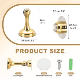 MECCANIXITY Magnetic Door Stoppers Stainless Steel Door Stops, Wall Floor Mounted Doors Holder Keep Doors Open for Home Office Closet (Gold Tone, Pack of 2)