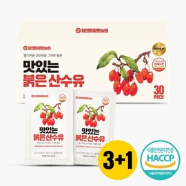 Cham&Deul Hwangto Nongwon 맛있는 붉은 산수유 80mlX30포 3 + 1 (총4박스) Delicious Red Cornelian Cherry 80ml X 30 Packs 3 + 1 (Total 4 Boxes)