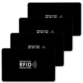 Benrii Anti-Skimming Cards, Set of 4 Credit Cards, Cash Cards, Electromagnetic Wave Blocking, Radio Waves, Skimming Guard, Card Information Protection, IC Card, Anti-Theft, Lightweight, Thin