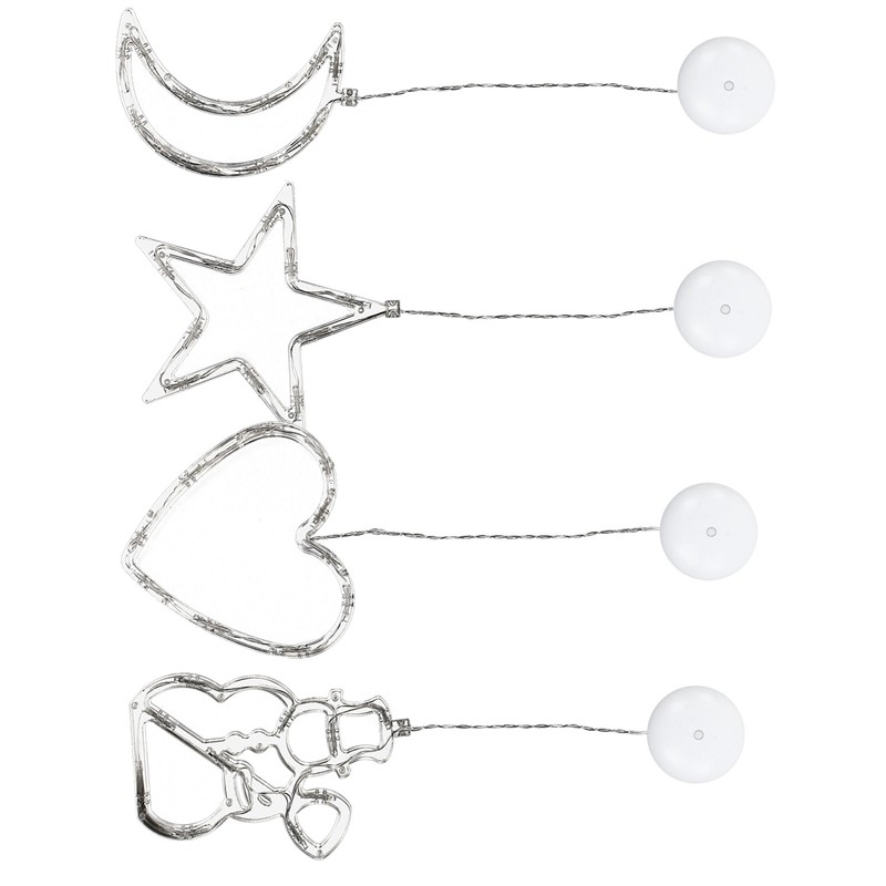 LED Christmas Lights with Suction Cup Snowman Star Moon Heart