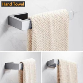 JOPOFI 8 inch Hand Towel Holder - Thicken SUS 304 Stainless Steel Towel Holder for Bathroom Wall, Rectangular Modern Design Towel Ring, Contemporary Hand Towel Rack - Brushed Nickel（2 Piece）