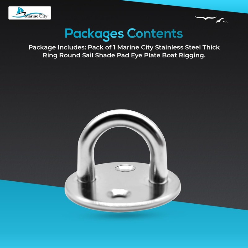 MARINE CITY Thick Ring Round Sail Shade Pad Eye Plate,