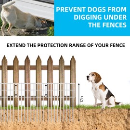 25 Panels Garden Fencing Animal Barrier, 17in (H) X 27ft (L) Dog Dig Fence Barrier, 1.25in Gap Rustproof Metal Stakes Decorative Garden Fence, Ground Defense Border for Outdoor, Yard, Patio, White