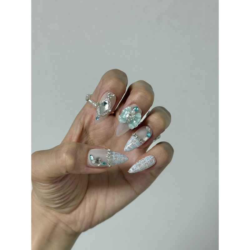Summer Nail Aqua Tweed - M-Almond / 여름네일 아쿠아 트위드