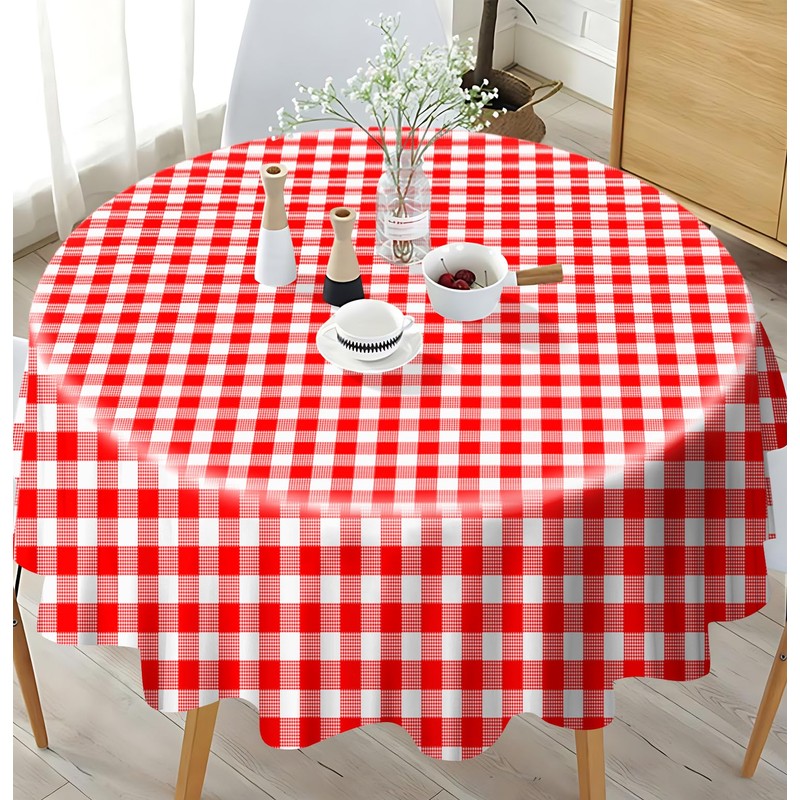 SietDESEO 2 Pack Red Gingham Tablecloth Round 84 x 84
