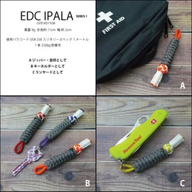 EDC Ipara 1st Key FOB Paracord Lanyard Holder Accessories Made in Japan with 1 Steel Ring (Red)