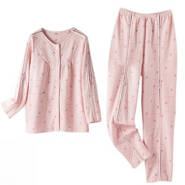 WEEOATAR Patient Clothing Hospital Gowns,Bedridden Patient Pajamas,Tear Away Clothing Full Open,Easy to Wear with Side Zippers for Bedridden,Post Surgery,Incontinence and Disabled(Woman,Pink,M)
