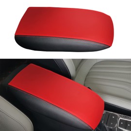 BoxCheer Armrest Box Cover for Ford Bronco Sport 2021 2022 2023 Center Console Protector Pad for Ford Escape 2020-2023 PU Leather Waterproof Mat Interior Accessories (Red Leather)