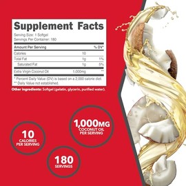 Ketologic- “Aceite de Coco (180 cápsulas) (1,000MG de Aceite de Coco por Porción)