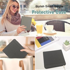 JKhandy Case for Kobo Libra Colour 7 Inch (Model: N428, 2024 Release), Ultra Slim Lightweight Folio Cover with Auto Wake/Sleep, Fabric Black