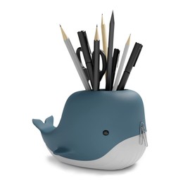 MUSTARD Moby Whale Pen Pot and Phone Holder | Pen Holder with Magnetic Section | Novelty Pen Organiser for Work or Home | Fun Pencil Cup | Whale Desk Tidy | Gift Idea for Office School Colleagues