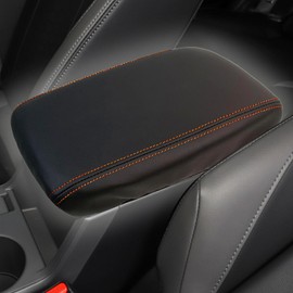 ciizssria Center Console Armrest Cover for Subaru Crosstrek Accessories 2024, for Impreza 2024 Arm Rest Box Lid Protection Armrest Seat Leather Interior, Middle Console Liner (Orange Stitches)
