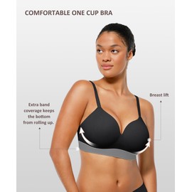 FeelinGirl Wireless Push Up Bra for Women, Seamless Comfort Bralettes No Underwire Supportive Full Coverage Everyday Bras Black