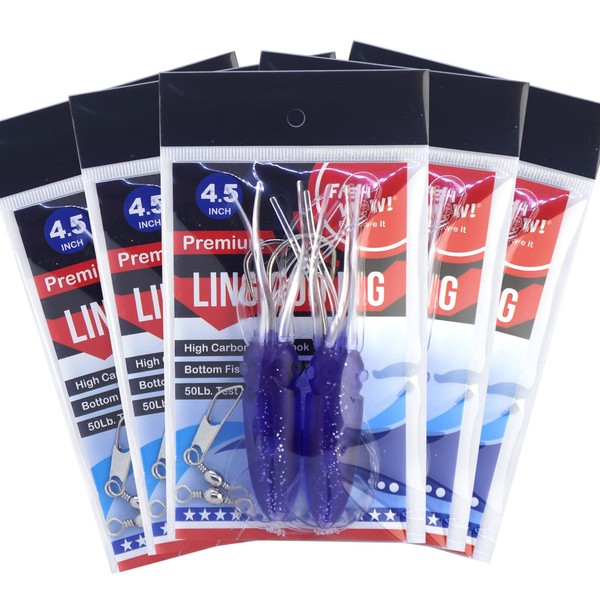 5 Packs - 4.5" Fishing Ling Cod Rig Twin Bulb