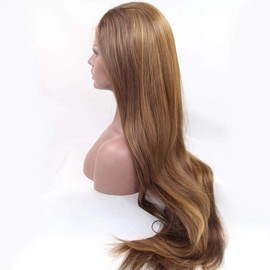 Melody Mixed Brown Wigs Synthetic Lace Front Brown Wigs Natural Straight Wigs Long Wigs Heat Resistant Fiber Brown Hair For Women Wigs Cosplay Wigs 24"