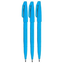Pentel Sky Blue Original Sign Pen S520 Fibre Tip Marker Pens Colour Fineliner 2mm Nib 1mm Line Width (Pack Of 3)