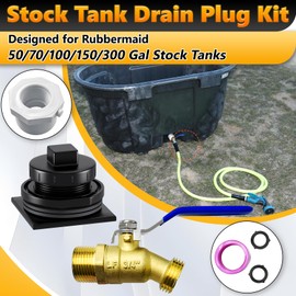Stock Tank Drain Plug Kit Include 10FT 3 4" Garden Hose Pipe Reducer Hex Bushing & Brass Faucet Fit for rubbermaid Commercial 50 70 100 150 300 Gallon Stock Tanks Five Years Free Replacement
