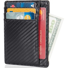 LinsCraft Slim Minimalist Wallet, Small Leather Front Pocket Wallets, RFID Blocking, Credit Card Holder for Men Women
