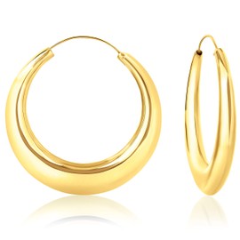 DTPsilver - Women's Thick Hoop Earrings 925 Sterling Silver Yellow Gold-Plated - Thickness 3.5-4.5 - 5.5-7.5 mm - Diameter: 15, 18, 24, 30, 40, 50, 60 mm, Sterling Silver