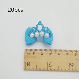 NA 20 Pcs Pet Crown Decoration Pet Hair Bows Pet Rubber Bands Crown Hair Bowknot for Dog Cat Decoration