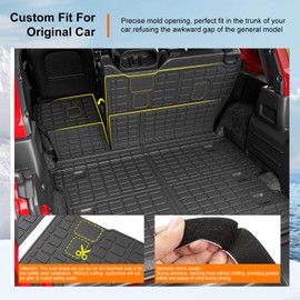 powoq Cargo Mat Compatible with 2018-2025 Jeep Wrangler JL Unlimited 4 Door Backrest Mat Trunk Mat TPE Replacement for 18-25 Jeep Wrangler JL 4X4 Accessories (Fit 18-25 JL 4X4,Trunk Mat+Backrest Mat)