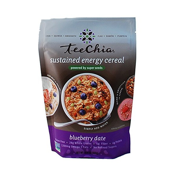 TeeChia Gluten Free Super Seeds Cereal, Blueberry Date, 10.6 Ounce