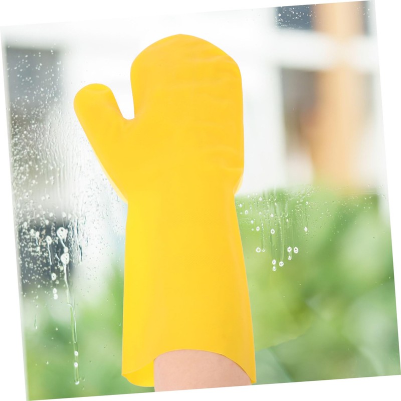 KICHOUSE 2pcs Reusable Sponge Latex Cleaning Gloves for Household Dishwashing