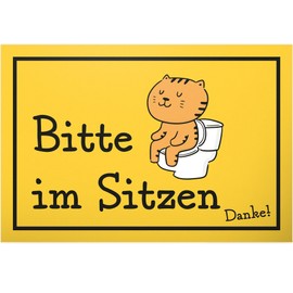 DankeDir! Bitte im Sitzen - Sign 30 x 20 cm - Toilet Sign for Hanging Funny Toilet Sign Toilet Sign - Men's Funny Door Sign Guest Toilet Wall Guest Toilet Decoration