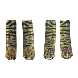 Novelty Giant Adult 3D Animal Paw Feet Print Foot Crew Socks Elastic Hosiery Cat