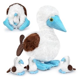 lilizzhoumax Simulation Blue Footed Booby Plush Toy 3pcs Super Soft and Cute Bird Blue Footed Booby Stuffed Animal Toys Fun Kids Gift Birthday Home Decor 13.77inch