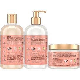 SheaMoisture Coconut & Hibiscus Curl & Shine Shampoo & Conditioner + Curl Enhancing Smoothie for Bouncy Curls, Frizz Control, Gifts for Women