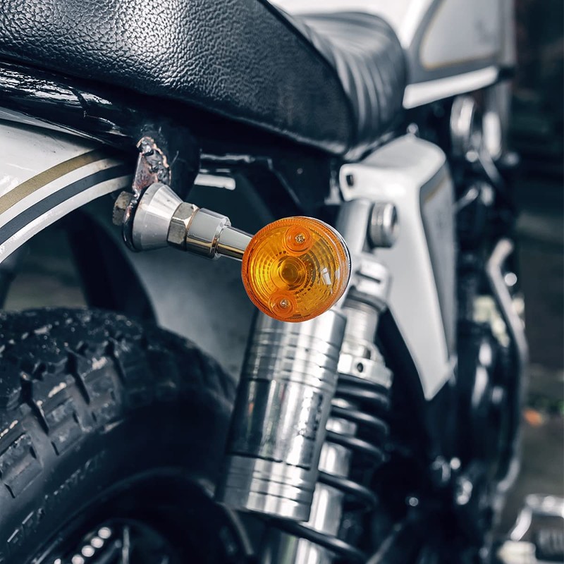 Motorcycle Round Turn Signal Lights, 4PCS 12V LED Bulbs Blinker