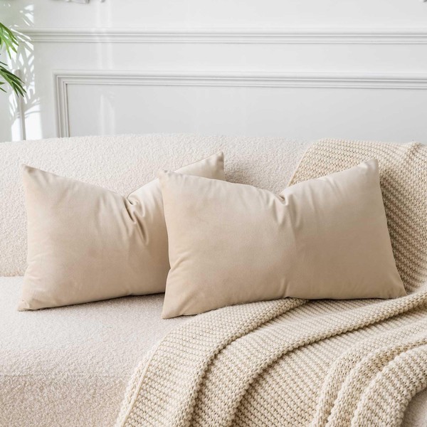 JUSPURBET Khaki Lumbar Cushion Velvet Cushion Covers 30 cm x