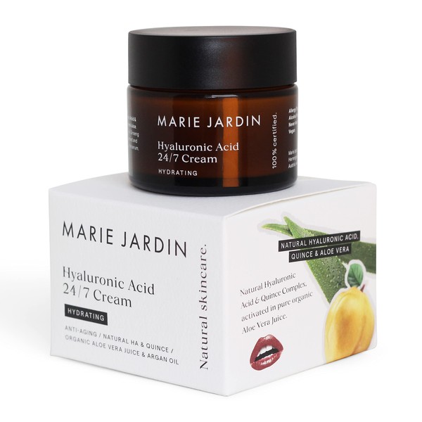 MARIE.JARDIN - Hyaluronic Cream 50 ml, Moisturising Cream with Aloe Vera and Quitte, 24/7 Day and Night Cream, Natural Cosmetics for Neck, Face, Cleavage, Eyes - Anti-Wrinkle for Men and Women