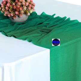 MDS Pack of 20 Wedding 12 x 108 inches Chiffon Table Runner for Wedding, Decorations for Birthday Parties, Banquets, Graduations, Engagements, Runners fit Rectangle, Round Table - Emerald Green