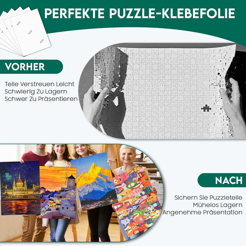 Nariolar Ultra Adhesion Puzzle Glue Sheets; 16 Jigsaw Puzzle Saver