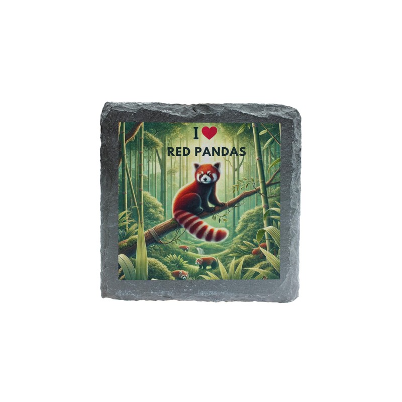I Love Red Pandas Bamboo Forest Slate Coaster - Adorable