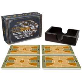 Basketball Ceramic Coasters with Holder. Absorbent Coaster for Drinks, Coaster Set, Table Coaster. Gift for Men, Basketball Decorations, Party Favors