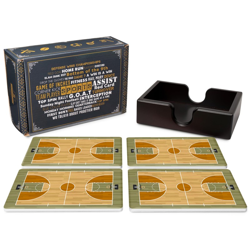 Basketball Ceramic Coasters with Holder. Absorbent Coaster for Drinks, Coaster