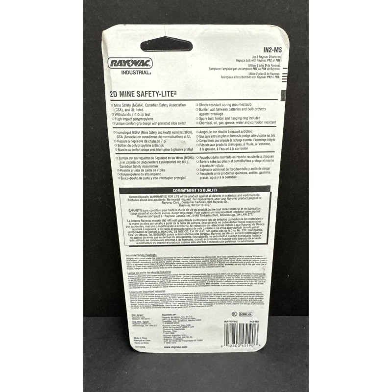 Rayovac Industrial 2D Professional Flashlight New Sealed MSHA NOS