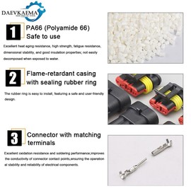 Daevkaema 352Pcs Waterproof Electrical Connector Terminals Automotive Electrical Wire Connectors 1/2/3/4 Pin Connector with Ratchet Crimping Tool