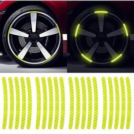 Ezweiji 20 x Reflective Rim Strips Stickers for Car, Motorcycle, Bike, Night Safety Decoration Strips, Universal Anti-Scratch Reflective Rims Stickers (Green)