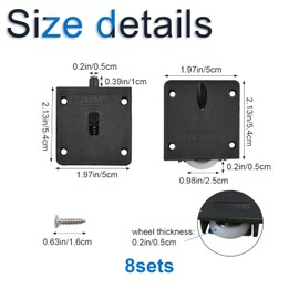 INCREWAY Furniture Door Roller Set 8 Sets Black Cabinet Door Sliding Door Roller Plastic Sliding Door Roller Hardware Accessories Door Roller with Screws