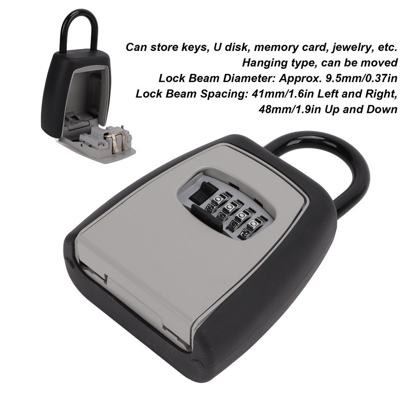 Key Lock Box Hanging Portable Resettable Password 4‑Digit Combination Lockbox