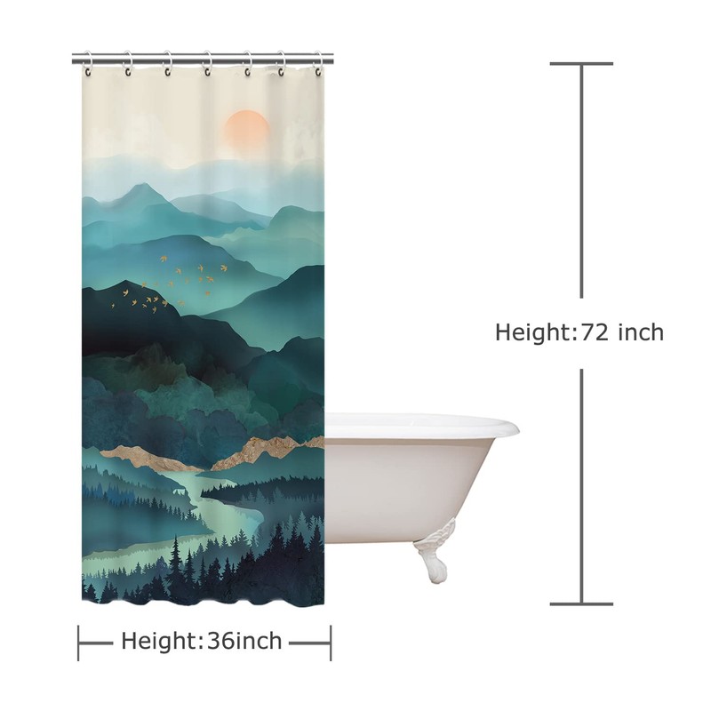 RosieLily Stall Shower Curtain 36"x72" Inches Small Shower Curtain, Forest