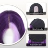 Dark Purple Highlight Wig Long Wavy 26 Inch Middle Part