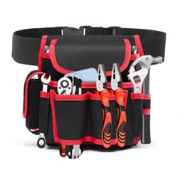 Tool Bag for Belt, Tool Belt, Tool Waist Bag for Electrics, Tool Bag with Belt, Multi-Purpose Tool Bag, Canvas Tool Bag, Tool Bag Belt, Red
