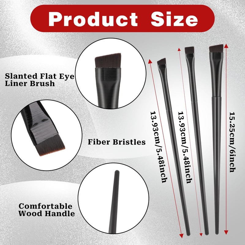 12 Pcs Flat Eyeliner Brush Angled Eyebrow Eyeliner Brush Set