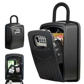 Extra Large Key Storage Security Lock,V-Resourcing Door Knob Mounted,Resettable 4 Digit Combination Lock Box,Hanging Key Safe Box for Indoor&Outdoor,to Share and Secure Keys for Home,Office,Garage etc