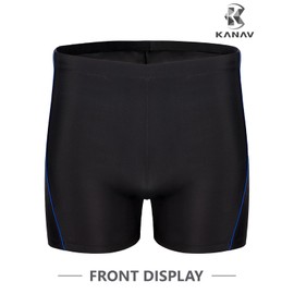 KANAV 3 Pack Men's Athletic Square Leg Swimsuit Jammers Durable Compression Swim Briefs Training Bathing Swimming Shorts